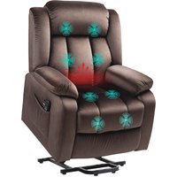 Homcom - Fernsehsessel mit Aufstehhilfe Elektrisch Relaxsessel mit Liegefunktion, Vibrationsmassage, Heizfunktion, USB-Anschluss, TV-Sessel mit von HOMCOM