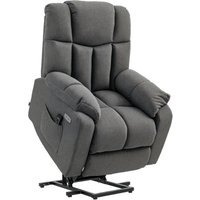 Homcom - Fernsehsessel mit Aufstehhilfe Elektrisch Verstellbar, Relaxsessel mit Liegefunktion, TV-Sessel mit Fernbedienung, 2 Seitentaschen und von HOMCOM