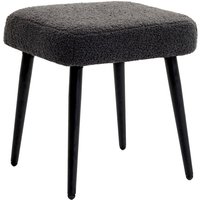 Fußhocker Sitzhocker Quadratischer Schminkhocker Fußstütze mit Kaschmir-Optik, Stahlbeine, für Wohnzimmer, Schlafzimmer, Dunkelgrau, 42 x 42 x 47 cm von HOMCOM