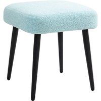 Fußhocker Sitzhocker Quadratischer Schminkhocker Fußstütze mit Kaschmir-Optik, Stahlbeine, für Wohnzimmer, Schlafzimmer, Hellblau, 42 x 42 x 47 cm von HOMCOM