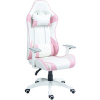 Gaming Stuhl Bürostuhl Ergonomisch Computerstuhl mit Lendenkissen, Kopfkissen, Höhenverstellbar Drehsessel mit Wippfunktion, Liegefunktion, 3D von HOMCOM