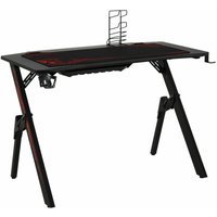 Homcom - Gaming Tisch Computertisch mdf Metall Schwarz+Rot 110 x 59 x 75 cm 110 cm x 58 cm x 75 cm - Schwarz von HOMCOM