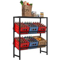 Homcom - Getränkekistenregal für 6 Kisten Getränkekistenhalter mit 3 Ebenen Stahl Getränkekistenständer Flaschenkistenregal für Bier, Obst, Gemüse, von HOMCOM