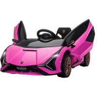 Homcom - Kinder Elektroauto 12 v Lamborghini sian Elektrofahrzeug mit Fernbedienung Musik(MP3/USB) Licht 3-5 Jahre Metall Rosa 108 x 62 x 40 cm von HOMCOM