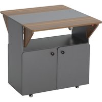 Klapptisch Rollschrank, zwei klappbare Tischseiten, Schrankfach, 4 Rollen, Hellgrau+Dunkelbraun, 70 x 83 x 75cm - Hellgrau+Dunkelbraun - Homcom von HOMCOM