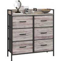 Kommode mit 6 Schubladen aus Stoff Aufbewahrungsschrank Kommodenschrank mit Holzoptik, Griffen, Stahlgestell, Industrie-Design Sideboard für von HOMCOM