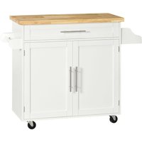 Küchenwagen Servierwagen mit Arbeitsplatte Küchentrolley mit Gewürzregal, Handtuchhalter für Wohnzimmer Esszimmer Weiß 109 x 40 x 89 cm - Homcom Küchenwagen Servierwagen mit Arbeitsplatte Küchentrolley mit Gewürzregal, Handtuchhalter für Wohnzimmer Esszimmer Weiß 109 x 40 x 89 cm - Homcom von HOMCOM