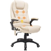 Homcom - Massagesessel Bürosessel Bürostuhl Chefsessel Gamingsessel 6 Punkt Vibrations Massage mit Wärmefunktion Kunstleder Ledersessel drehbar Creme von HOMCOM