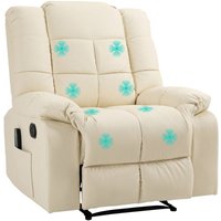 Massagesessel Fernsehsessel Elektrisch Relaxsessel mit Massagefunktion Kunstleder Holz Stahl Schaumstoff Cremeweiß 94 x 99 x 99 cm - Homcom von HOMCOM