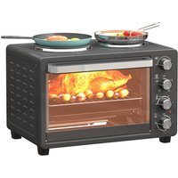 Homcom - Mini Backofen 28L 2600W 100-230℃ 60 Min. Timer inkl. Krümelblech, Warmhalteplatten, Backblech und Grillrost, Minibackofen mit Homcom - Mini Backofen 28L 2600W 100-230℃ 60 Min. Timer inkl. Krümelblech, Warmhalteplatten, Backblech und Grillrost, Minibackofen mit von HOMCOM