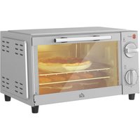 Homcom - Minibackofen 9L Mini Ofen mit Backblech, Grillrost, 100 °C-230 °c, mit einstellbar Temperatur und Garzeit, 60 Min. Timer, 750W, Edelstahl, von HOMCOM