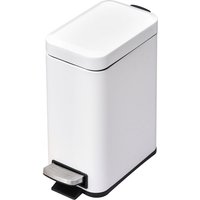 Mülleimer 5LTreteimer mit Softclose-Deckel und Pedal, Abfalleimer inkl. Inneneimer Kosmetikeimer für Wohnzimmer, Büro, Metall, Weiß, 29,2 x 14 x 32 von HOMCOM
