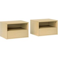 Nachttisch hängend 2er Set, schwebender Nachtschrank mit Schublade, offenes Fach, Wandregal, Nachtkommode für Schlafzimmer, Wohnzimmer, Naturholz, 45 Nachttisch hängend 2er Set, schwebender Nachtschrank mit Schublade, offenes Fach, Wandregal, Nachtkommode für Schlafzimmer, Wohnzimmer, Naturholz, 45 von HOMCOM