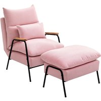 Homcom - Relaxsessel mit Hocker Sessel mit Verstellbar Rückenlehne, Liegefunktion, Kissen, Loungesessel Modern Polstersessel mit Kord-Optik für von HOMCOM