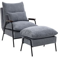 Homcom - Relaxsessel mit Hocker Sessel mit Verstellbar Rückenlehne, Liegefunktion, Kissen, Loungesessel Modern Polstersessel mit Kord-Optik für von HOMCOM