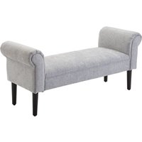 Homcom - Polsterbank Sitzbank Lounge Sitzhocker Flurbank Bettbank elegant mit gerollten Seiten Leinenstoff Schaumstoff Polyester Hellgrau 132 x 45,5 Homcom - Polsterbank Sitzbank Lounge Sitzhocker Flurbank Bettbank elegant mit gerollten Seiten Leinenstoff Schaumstoff Polyester Hellgrau 132 x 45,5 von HOMCOM