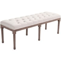 Polsterbank Sitzbank Lounge Sitzhocker Vintage Retro mit Knöpfen Leinen + Holz beige 142 x 47 x 51 cm - Homcom von HOMCOM