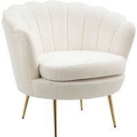 Homcom - Polstersessel in Muschelform, Sessel Relaxsessel mit Metallbeinen, Schminkstuhl mit Fleeceoptik, für Schlafzimmer Wohnzimmer, Weiß von HOMCOM