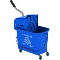 Homcom - Putzwagen Reinigungswagen mit Wischmopp Presse 20 l Eimer mit Trennwand für Gebäudereinigung Hotel Blau Homcom - Putzwagen Reinigungswagen mit Wischmopp Presse 20 l Eimer mit Trennwand für Gebäudereinigung Hotel Blau von HOMCOM