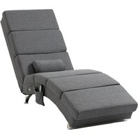 Homcom - Relaxliege mit 5 Massagemodi Loungesessel mit Lendenkissen, Heizfunktion, Liegesessel mit Seitentasche, Fernbedienung, Leinenoptik, von HOMCOM