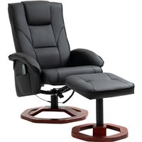 Homcom - Relaxsessel Massagesessel mit Hocker Fernsehsessel mit Liegefunktion 360° drehbar mit Seitentasche Kunstleder 73 x 83 x 106cm Schwarz Homcom - Relaxsessel Massagesessel mit Hocker Fernsehsessel mit Liegefunktion 360° drehbar mit Seitentasche Kunstleder 73 x 83 x 106cm Schwarz von HOMCOM