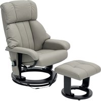 Homcom - Relaxsessel mit Hocker, drehbarer Fernsehsessel mit Massagefunktion, Liegefunktion, Massagesessel mit Fernbedienung, Seitentasche, von HOMCOM