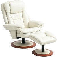 Homcom - Relaxsessel mit Hocker Fernsehsessel mit Liegefunktion, Drehbarer TV-Sessel mit Holzsockel, Liegesessel bis 150 kg belastbar für Wohnzimmer, von HOMCOM