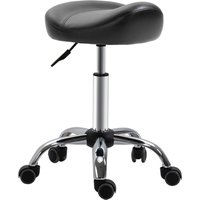 Homcom - Rollhocker Höhenverstellbarer Arbeitshocker mit Rädern Drehbarer Salon Hocker für Massage Kunstleder Schwarz 48 x 48 x 54-69 cm von HOMCOM