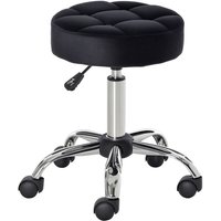Salonstuhl mit Rädern Rollhocker höhenverstellbar drehbar Salon Hocker Samt-Touch Schaumstoff Chrom-Basis Schwarz 35 x 35 x 49-61 cm - Homcom Salonstuhl mit Rädern Rollhocker höhenverstellbar drehbar Salon Hocker Samt-Touch Schaumstoff Chrom-Basis Schwarz 35 x 35 x 49-61 cm - Homcom von HOMCOM