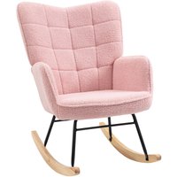 Schaukelstuhl im Retro-Design, Massivholz, Sessel, Relaxsessel, 92 cm x 71 cm x 101 cm, Rosa - Rosa von HOMCOM