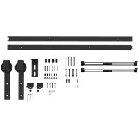 Schiebetüren-Beschlagsatz 183 cm Komplett-Set mit Pufferfunktion, Schienen, Rollen, Anti-Sprung-Vorrichtungen, Türstopper, Bodenführung, von HOMCOM