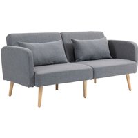 Homcom - Schlafsofa, 2-Sitzer Klappbett mit Bettfunktion, 2 Wurfkissen, 3-Sitzer Polstersofa mit Verstellbarer Rückenlehne, Leinenoptik, für Homcom - Schlafsofa, 2-Sitzer Klappbett mit Bettfunktion, 2 Wurfkissen, 3-Sitzer Polstersofa mit Verstellbarer Rückenlehne, Leinenoptik, für von HOMCOM