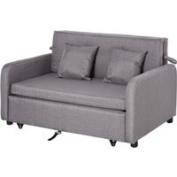 Schlafsofa, Schlafcouch mit Stauraum, Wurfkissen, Armlehne, 2er-Sofa mit Schlaffunktion, Leinenoptik, Gepolstert Couch mit Rollen für Wohnzimmer, Schlafsofa, Schlafcouch mit Stauraum, Wurfkissen, Armlehne, 2er-Sofa mit Schlaffunktion, Leinenoptik, Gepolstert Couch mit Rollen für Wohnzimmer, von HOMCOM