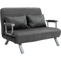 Homcom - Schlafsofa Schlafcouch mit Verstellbarer Rückenlehne, Wurfkissen, Sofa mit Schlaffunktion, Samtoptik, Armlehne, Gästebett, Klappsessel für von HOMCOM