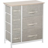 Homcom - Schubladenschrank Aufbewahrungsschrank mit faltbaren 7 Stoffschubladen Metallgestell + Holz + Vliesstoff Hellgrau 63,5 x 30 x 71 cm von HOMCOM