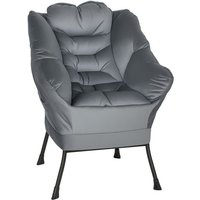 Homcom - Sessel Wohnzimmer Loungesessel Gepolstert Relaxsessel mit Seitentasche, Stahlbeine Polstersessel mit Samtoptik, Einzelsessel für von HOMCOM