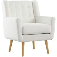 Homcom - Sessel Wohnzimmer Ohrensessel Gepolstert Getuftet Loungesessel Relaxsessel mit Teddy-Fleece-Optik, Holzbeine, Polstersessel für von HOMCOM