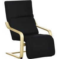 Homcom - Sessel Wohnzimmer Relaxsessel Loungesessel Ruhesessel mit Armlehnen aus Birkenholz, 5-fach verstellbare Fußteil, Lesesessel mit Leinenoptik, von HOMCOM