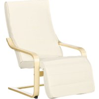 Homcom - Sessel Wohnzimmer Relaxsessel Loungesessel Ruhesessel mit Armlehnen aus Birkenholz, 5-fach verstellbare Fußteil, Lesesessel mit Leinenoptik, von HOMCOM