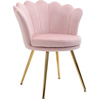 Homcom - Sessel Wohnzimmer Relaxsessel Loungesessel mit lotusförmigem Design Polstersessel mit Metallbeine, Samtoptik, Einzelsessel für Schlafzimmer, von HOMCOM