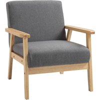 Sessel im Skandi-Design, Akzentsessel, Massivholz, Leinenoptik, 64 cm x 70 cm x 72 cm, Grau + Natur - Grau - Homcom von HOMCOM