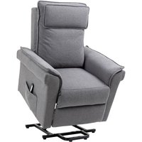 Sessel mit Aufstehhilfe Fernsehsessel Massagesessel Relaxsessel elektrisch Aufstehsessel mit Liegefunktion Leinen-Touch Stahl Grau 86 x 95 x 106 cm von HOMCOM
