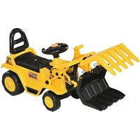 Homcom - Sitzbagger Aufsitzbagger mit drehbarer Verstellbarer Schaufel, Hupe Kinderbagger mit Stauraum unter Sitz Rutschauto Spielzeugbagger zum von HOMCOM