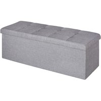 Sitzbank, Polsterbank mit Stauraum, Truhenbank mit Trenngitter, Faltbar, Sackleinen, Schaumstoff, Grau, 110 x 38 x 38 cm - Grau - Homcom von HOMCOM