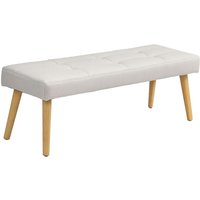 Homcom - Sitzbank Polsterbank in Leinenoptik, Knopfheftung, Bettbank mit Gummiholzbeinen, Schuhbank für Schlafzimmer, Wohnzimmer, Flur, 120 x 41 x 43 von HOMCOM