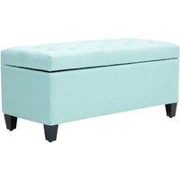 Homcom - Sitzbank Polsterbank mit Stauraum Truhenbank Flur Schlafzimmer Wohnzimmer leinenartiges Polyester Gummiholz Grün 100 x 40 x 44 cm von HOMCOM