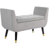 Homcom - Sitzbank mit Stauraum Armlehnen Polsterbank mit Samtoptik, Sitztruhe mit Holzbeine, Truhenbank für Wohnzimmer Schlafzimmer Flur 107 x 42 x Homcom - Sitzbank mit Stauraum Armlehnen Polsterbank mit Samtoptik, Sitztruhe mit Holzbeine, Truhenbank für Wohnzimmer Schlafzimmer Flur 107 x 42 x von HOMCOM