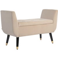Homcom - Sitzbank mit Stauraum Armlehnen Polsterbank mit Samtoptik, Sitztruhe mit Holzbeine, Truhenbank für Wohnzimmer Schlafzimmer Flur 107 x 42 x von HOMCOM