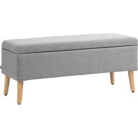 Homcom - Sitzbank mit Stauraum Polsterbank mit Leinenoptik, Sitztruhe mit Holzbeine, Truhenbank für Wohnzimmer Schlafzimmer Flur 110 x 39 x 45 cm, von HOMCOM