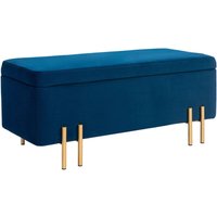 Homcom - Sitzbank mit Stauraum Polsterbank mit Samtoptik, Sitztruhe mit Metallbeine, Truhenbank für Wohnzimmer Schlafzimmer Flur 100 x 40 x 42 cm, von HOMCOM
